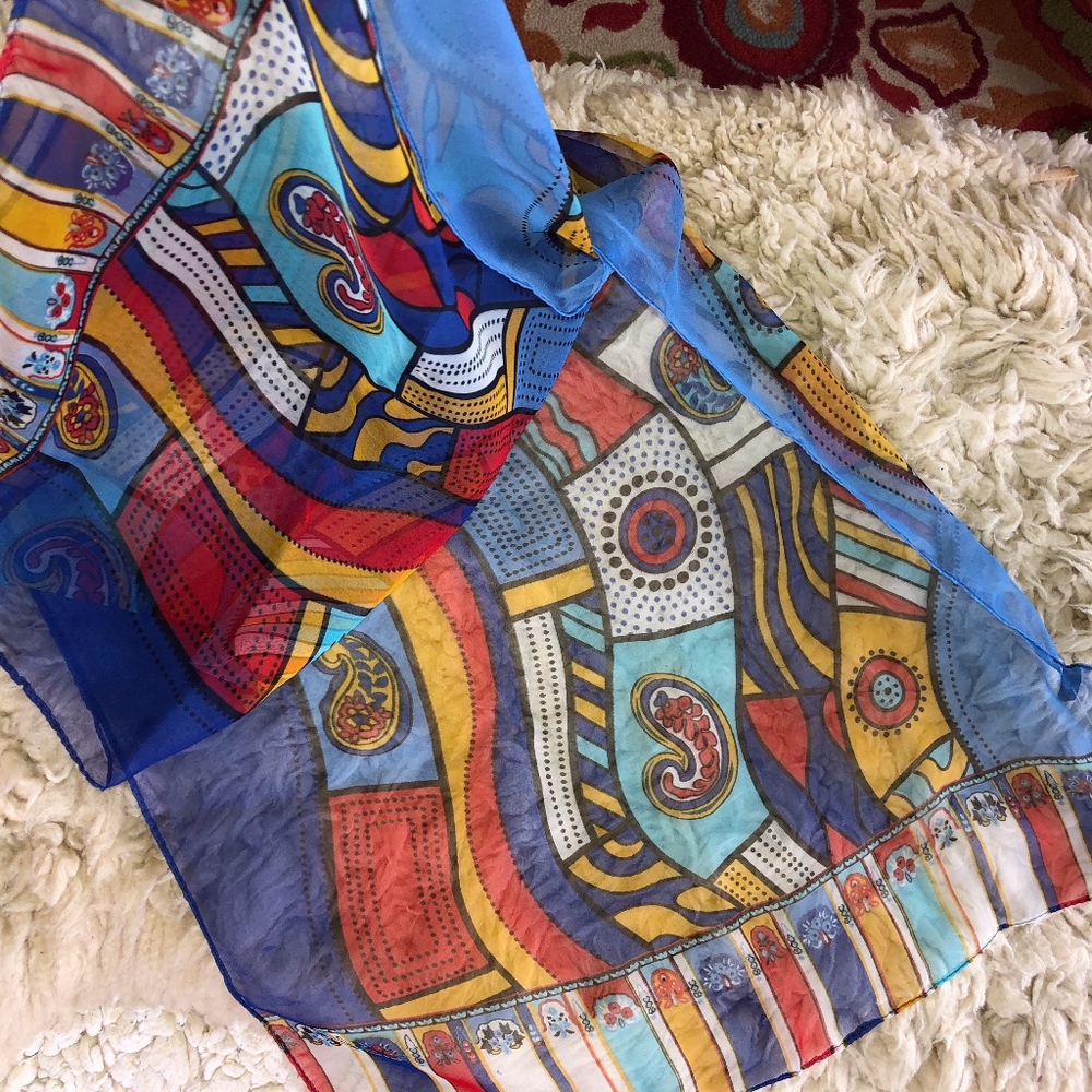 HOWARD'S polyester colorful print scarf/NWT/19x62